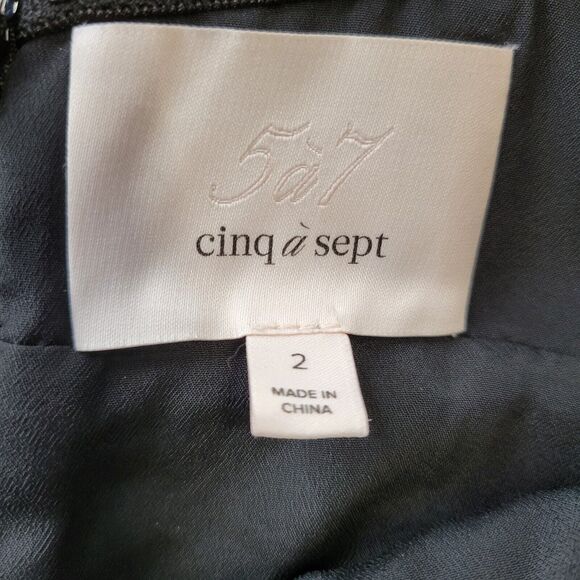 Cinq A Sept Soleil Coctail Dress SZ 2 Metallic Burgundy Red Knee Length Strappy - Picture 7 of 11